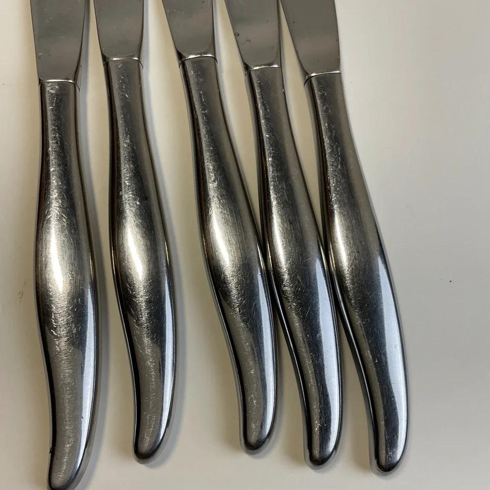 Oneida Wm A Rogers La Rose Stainless Flatware Set 5 Knives 1 Fork Vintage Floral